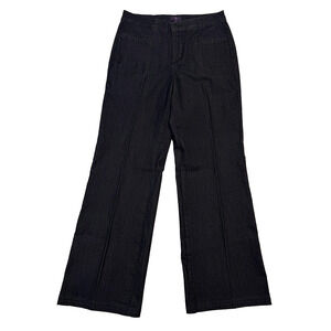 NYDJ Black Wide-Leg Flare Jeans with Center Seams